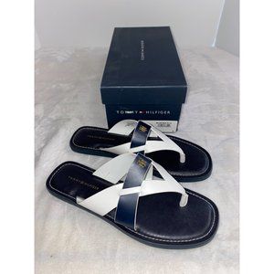 Tommy Hilfiger White and Navy Sandals